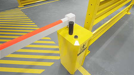 When a pedestrian needs to cross, they will activate the button on the AisleCop pedestal.